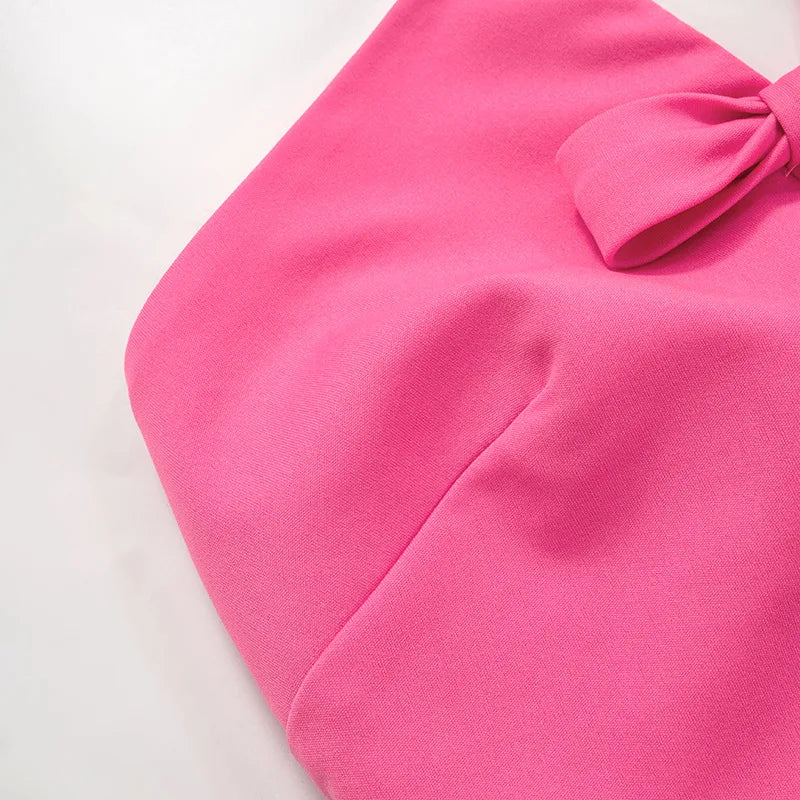 LIZAKOSHT  -  Off-Shoulder Bow Slim Long Dress Women's Fashion Collage Sexy Hollow Backless Elegant Evening Dress Women's Long Dress