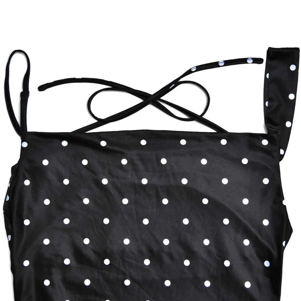 Lizakosht Summer Dress Vintage Outlet Korean Style Beach Outfits For Kaftan Women Party Nightclub Wave Point Printing Sling Swings