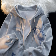 LIZAKOSHT  -  Women Clothing Y2k Hoodies Jackets Streetwear BF Casual Sweatshirts Oversized Tops Chic Hooded Butterfly Hoodie Ropa Mujer