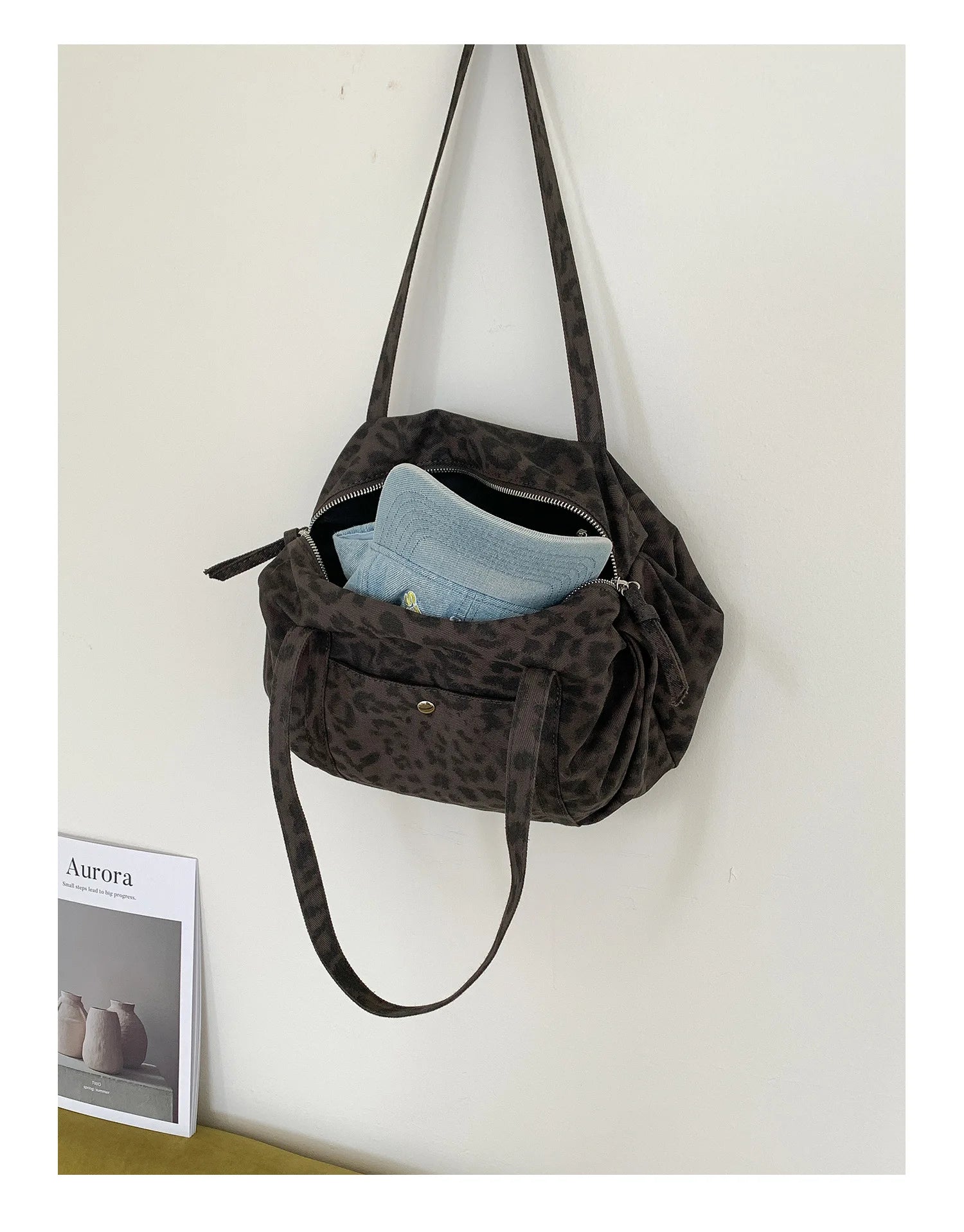 LIZAKOSHT  -  Wild Leopard Print Nylon Shoulder Bag Large Capacity Multipocket Tote Bag Trendy Women Casual Purse Guangzhou High Quality Bag