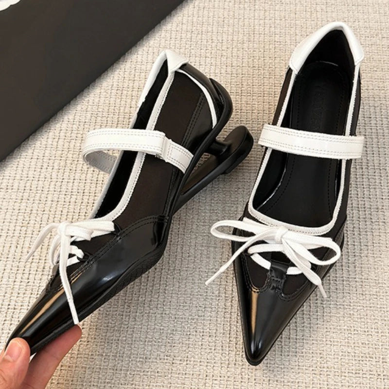 LIZAKOSHT  -  Fashion Pointed Toe Butterfly Knot Strange Style Mary Jane Shoes Women Designer Sports Ballet Shoes Elegant Party Dress Pumps