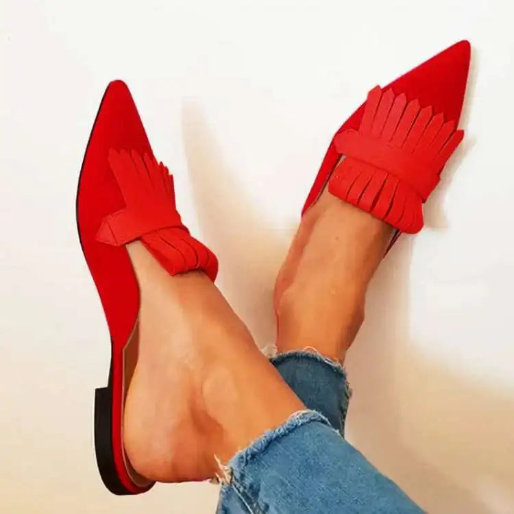 LIZAKOSHT  -  Women Slippers Mules Shoes Flat Heels Pointed Toe Shoes Casual Slides Women's Shoes