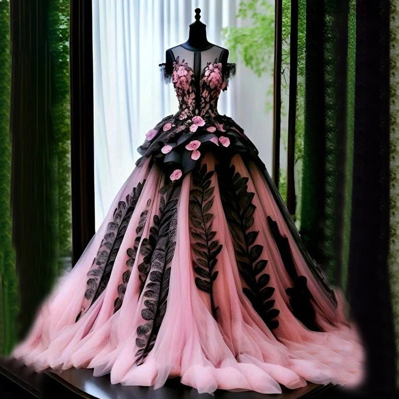 LIZAKOSHT  -  Elegant Long Wedding Dresses for Bridal Women Tulle O-Neck Floor-Length Ball Gown Formal Evening Party Vestidos customized