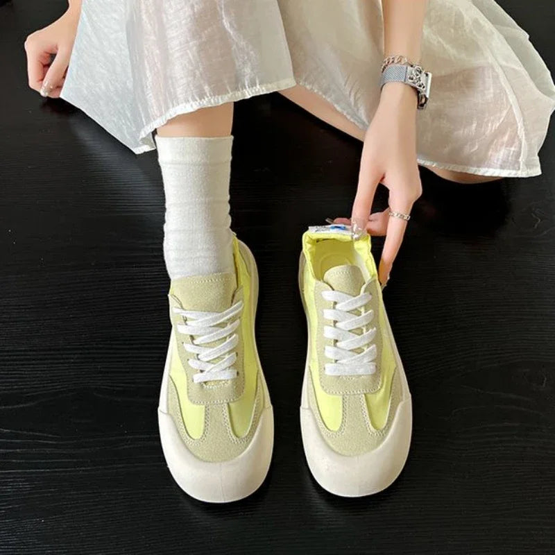 LIZAKOSHT  -  Canvas Lace Up Female Footwear Low Women's Shoes High on Platform Whit Casual Sneaker Offers Free Shipping Summer 2024 Walking A