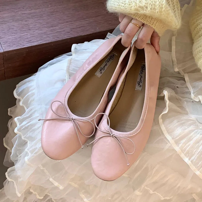 LIZAKOSHT  -  Fashion Round Toe Ladies Ballet Flats Female Slip On Footwear Shoes Butterfly-Knot New Spring Summer Flat With Shoes For Women