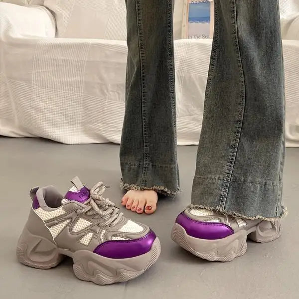 LIZAKOSHT  -  Womens Sneakers Shoes Tennis Female Platform Roses Trainers Casual Thick Sole Leisure Retro Women's Sneakers Summer