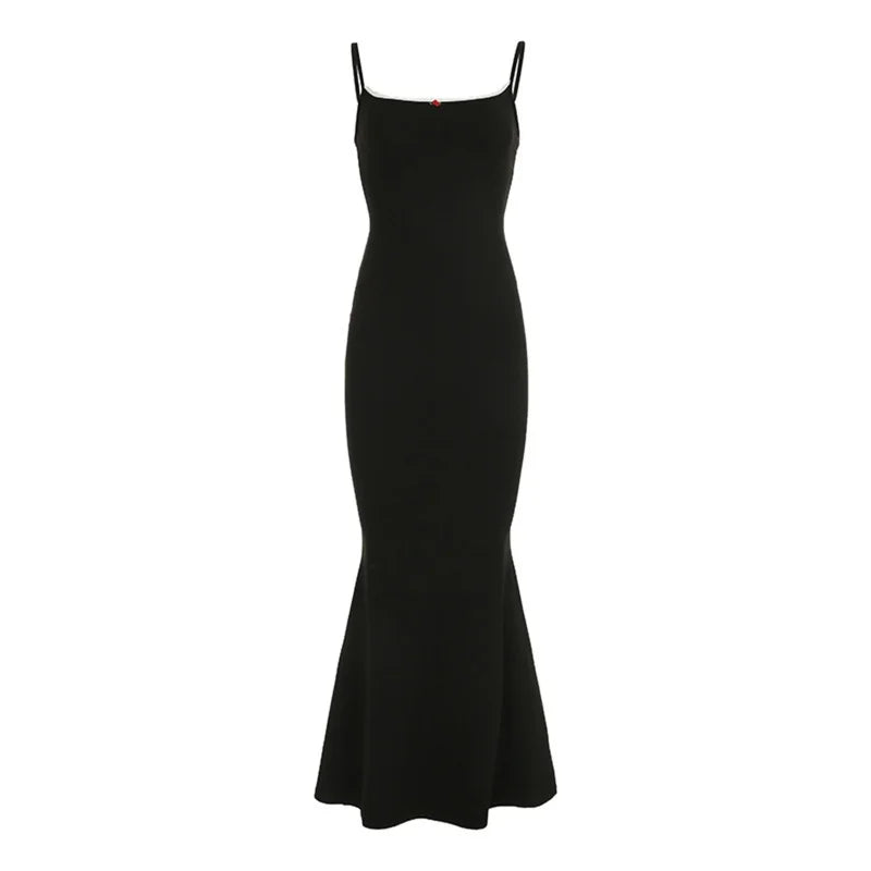 LIZAKOSHT  -  y2k Long Dress Women Summer Square Collar Spaghetti Strap Sleeveless Bodycon Dresses Evening Party Dresses Streetwear