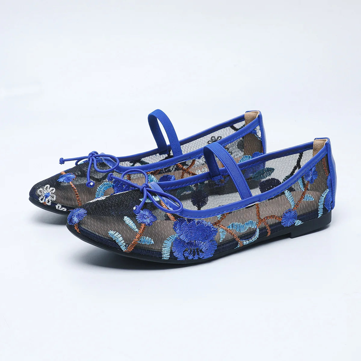 LIZAKOSHT  -  Embroidery Mesh Round Toe Flat Mary Jane Shoes Women Comfort Non-slip Leisure Brand Shallow Sizes 35-43 Soft Sole Ballet Shoes