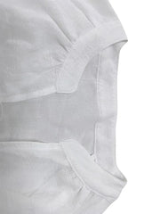 LIZAKOSHT  -  Spring Summer 2025 White Dress Women V-neck Lace-up High Waist Mini Dress Lantern Sleeve Solid Casual Female 53933