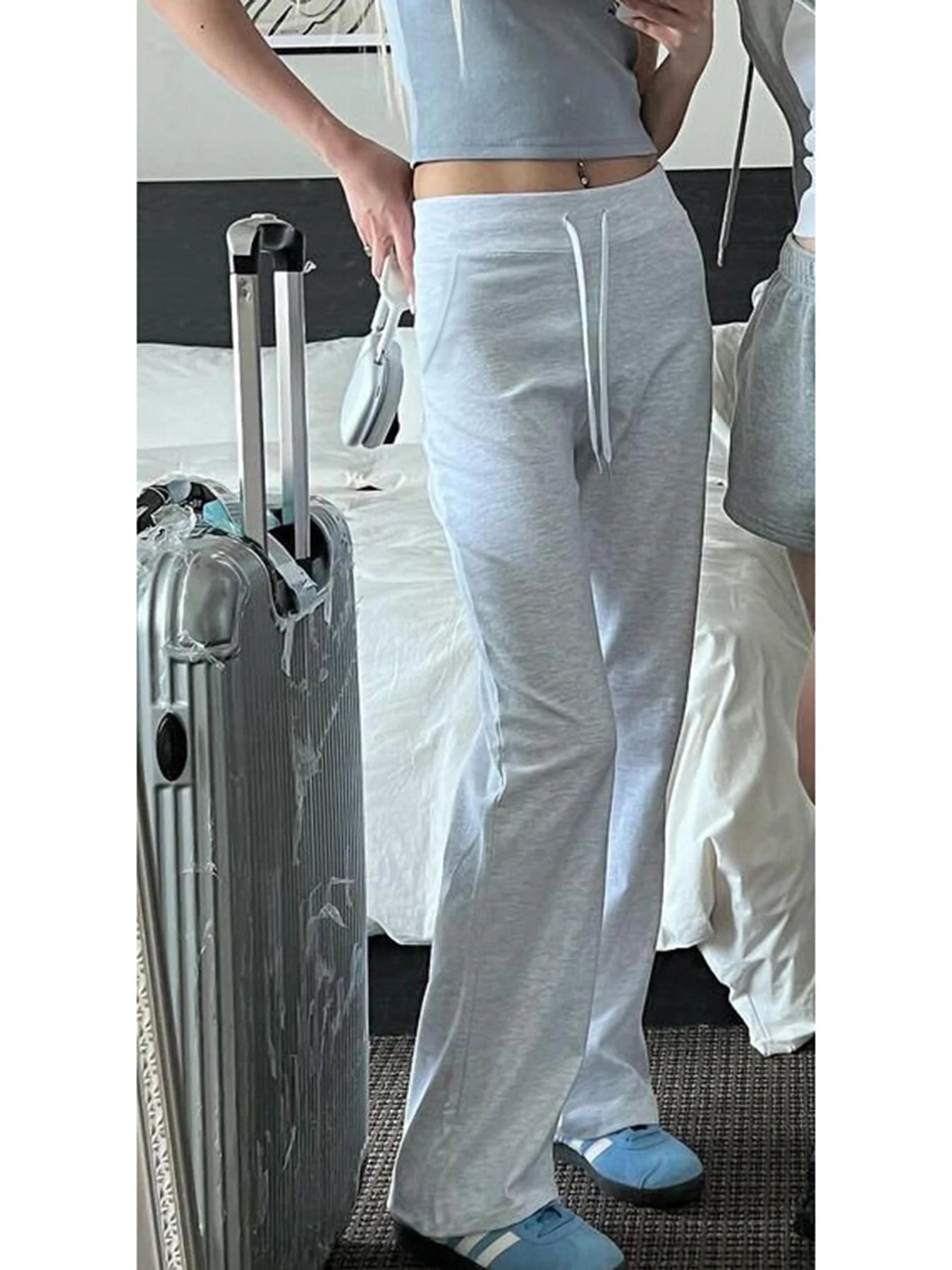 LIZAKOSHT  -  Harajuku Casual All Match Sweatpants Y2k Streetwear Elastic High Waist Drawstring Wide Leg Trouser Korean Chic Clothes