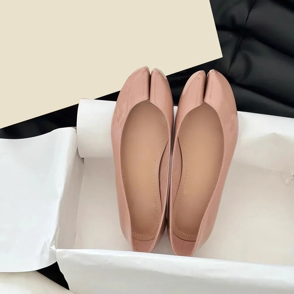 LIZAKOSHT  -  Spring Fashion Designer Clip Toe Patent Leather Women Pumps Elegant Sandals Flat Heels Comfortable Casual Mules Shoes