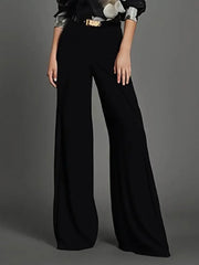 LIZAKOSHT  -  Black Flared Pants For Women Fashion High Waits Slim Fit Urban Casual Office Trousers Bottoms New Spring Summer