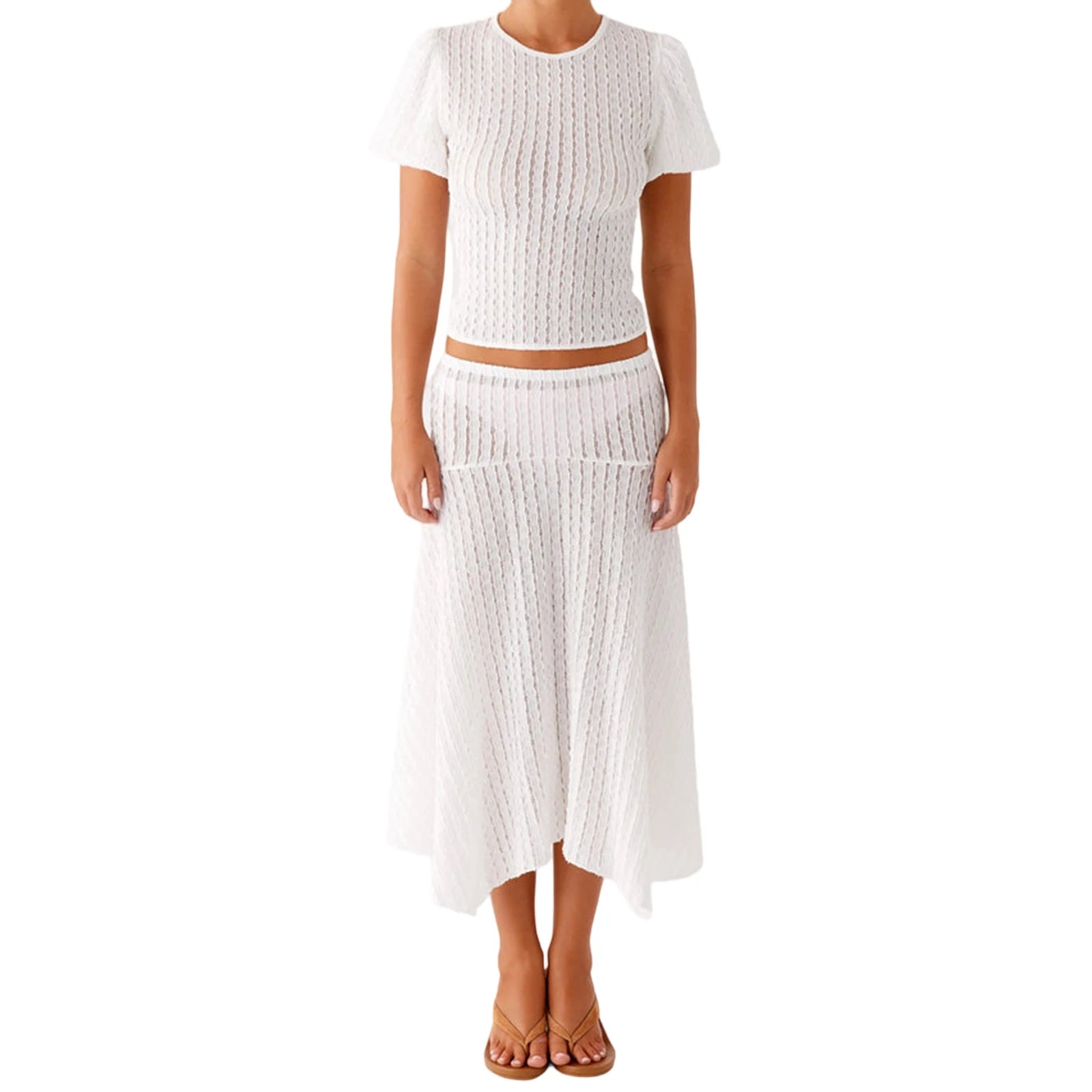 LIZAKOSHT  -  Casual Summer Ensemble Vibrant Crop Tops and Flowy Skirts for Trendy Street Style Fashionistas