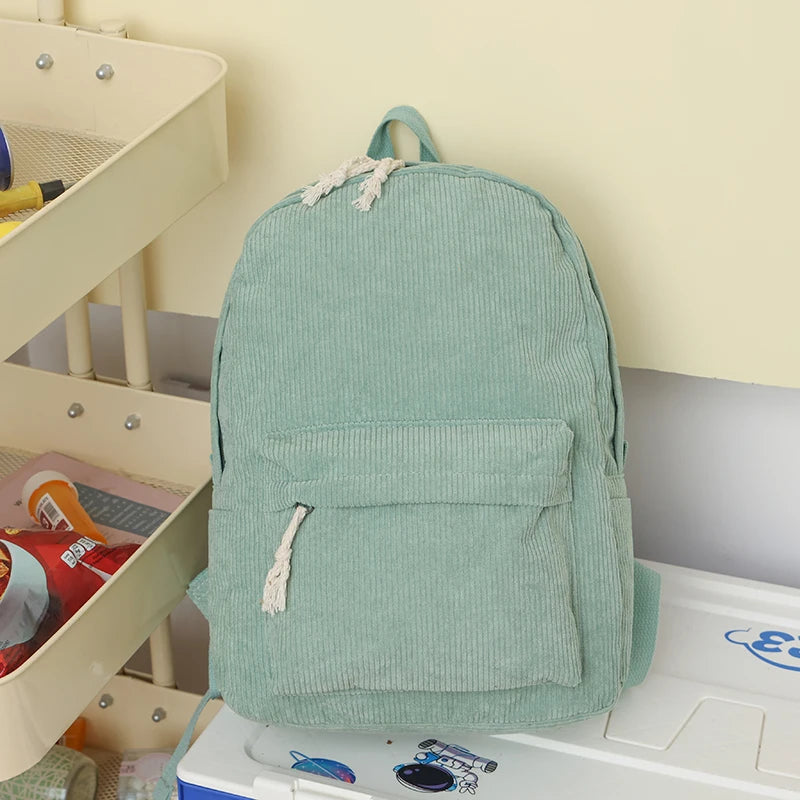 LIZAKOSHT  -  Corduroy Backpack School For Teens Large Book Bag Lightweight Laptop Bag For Girls Women Casual College Work