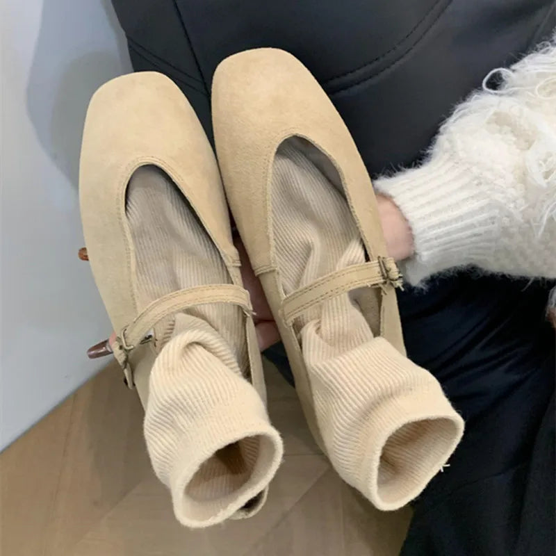 LIZAKOSHT  -  New Brand Women Flats Ladies Casual Ballet Shoes Round Toe Shallow Slip On Soft Leather Eelgant Dress Shoes Mujer