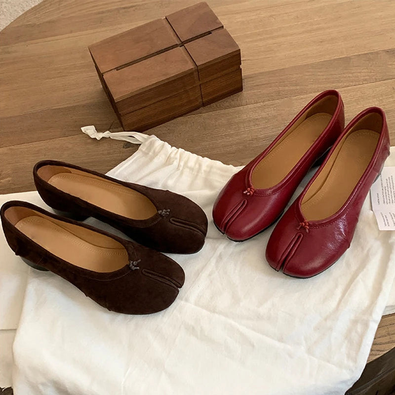 LIZAKOSHT  -  Spring Summer Clip Toe Women Pumps High Quality Cosy Soft Leather Round Low Heels Dress Party Mules Shoes