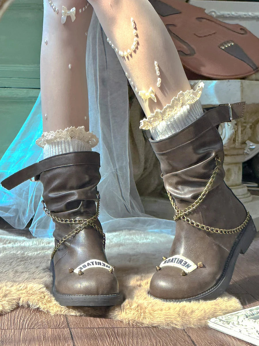 LIZAKOSHT  -  Original British College Style Large Walled Women's Boots New Thick Soled Thick Heel Retro Midsole Modern Boots