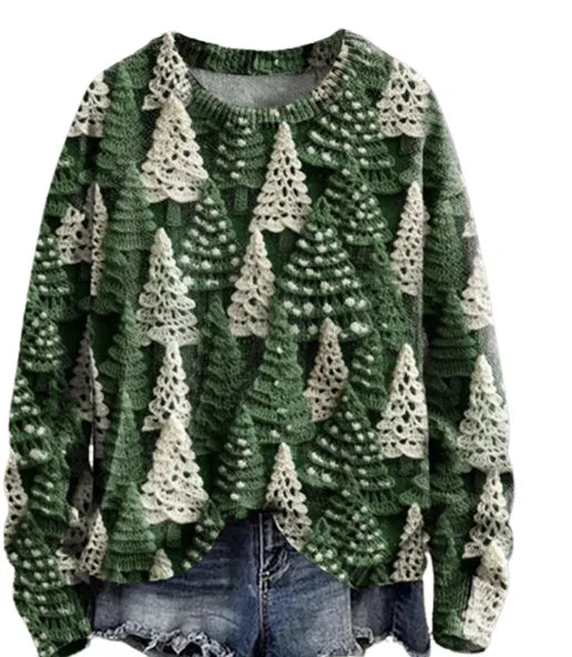 LIZAKOSHT  -  3D Print Women Sweater Pattern Pullover Casual Loose Knit Top Sweaters