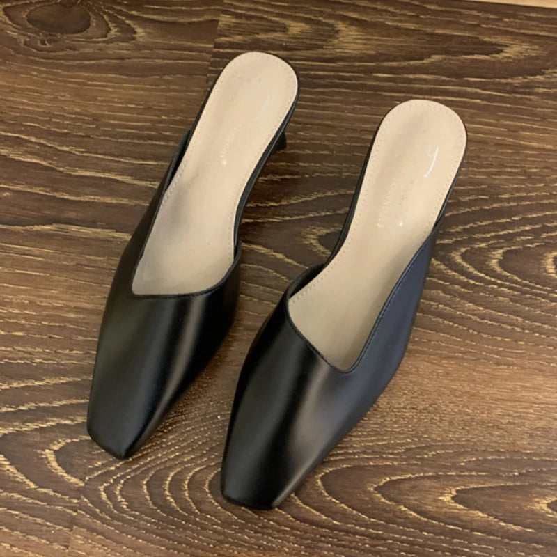 LIZAKOSHT  -  Elegant Square Heel Designer Slippers Women Comfortable Square Toe Slide Sandals Fashion Party Backless Dress Shoes for Ladies