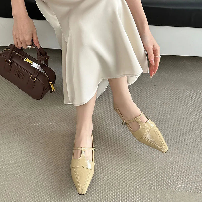 LIZAKOSHT  -  Fashion Luxury Dress Flats Heel Mary Jane Shoes Women Loafers Female Pointed Toe Ballerina New Spring Footwear Office Mujer