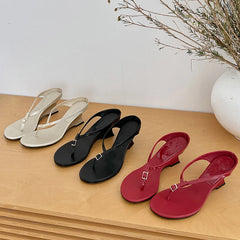 LIZAKOSHT  -  Designer Buckle Clip Toe Women Slippers Fashion Wedges High Heels Sandals Summer Flip Flops Female Shoes