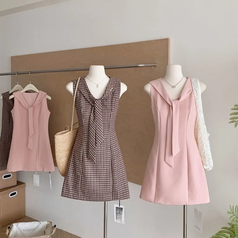 LIZAKOSHT  -  2000s Harajuku Kawaii Lolita Dress Y2k Japanese Sweet Sleeveless Short Party Dress French Elegant Vintage One Piece Dress Korean