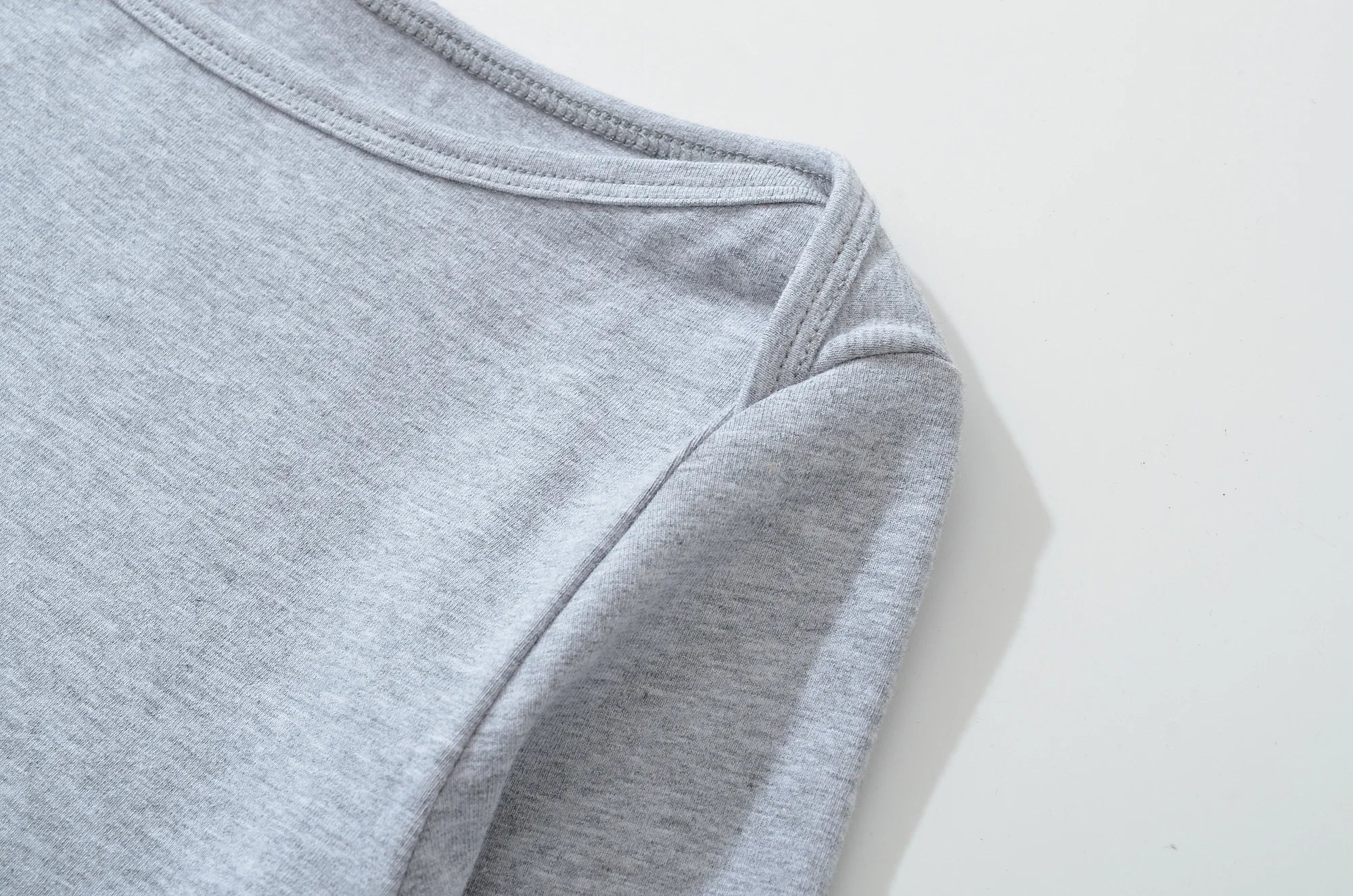 LIZAKOSHT  -  4 colors Summer Plain Color Slash Collar Jersey 3/4 Flare Sleeve Tee Women Skinny Slim fit Base Short T-shirts Crop Top Gray