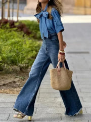 LIZAKOSHT  -  Urban Female Fashion High Waist Straight Leg Jeans New Autumn Full Length Casual Going Out Denim Pants Trousers