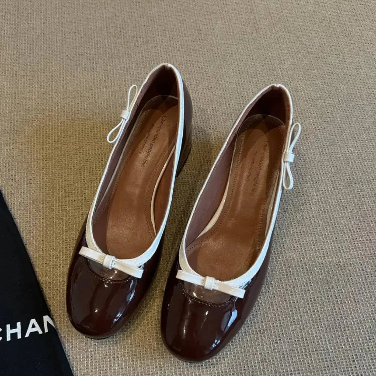 LIZAKOSHT  -  Shallow Mouth Low Heels PU Rubber Slides Hoof Low Heels Shallow Mouth Rubber PU Slides