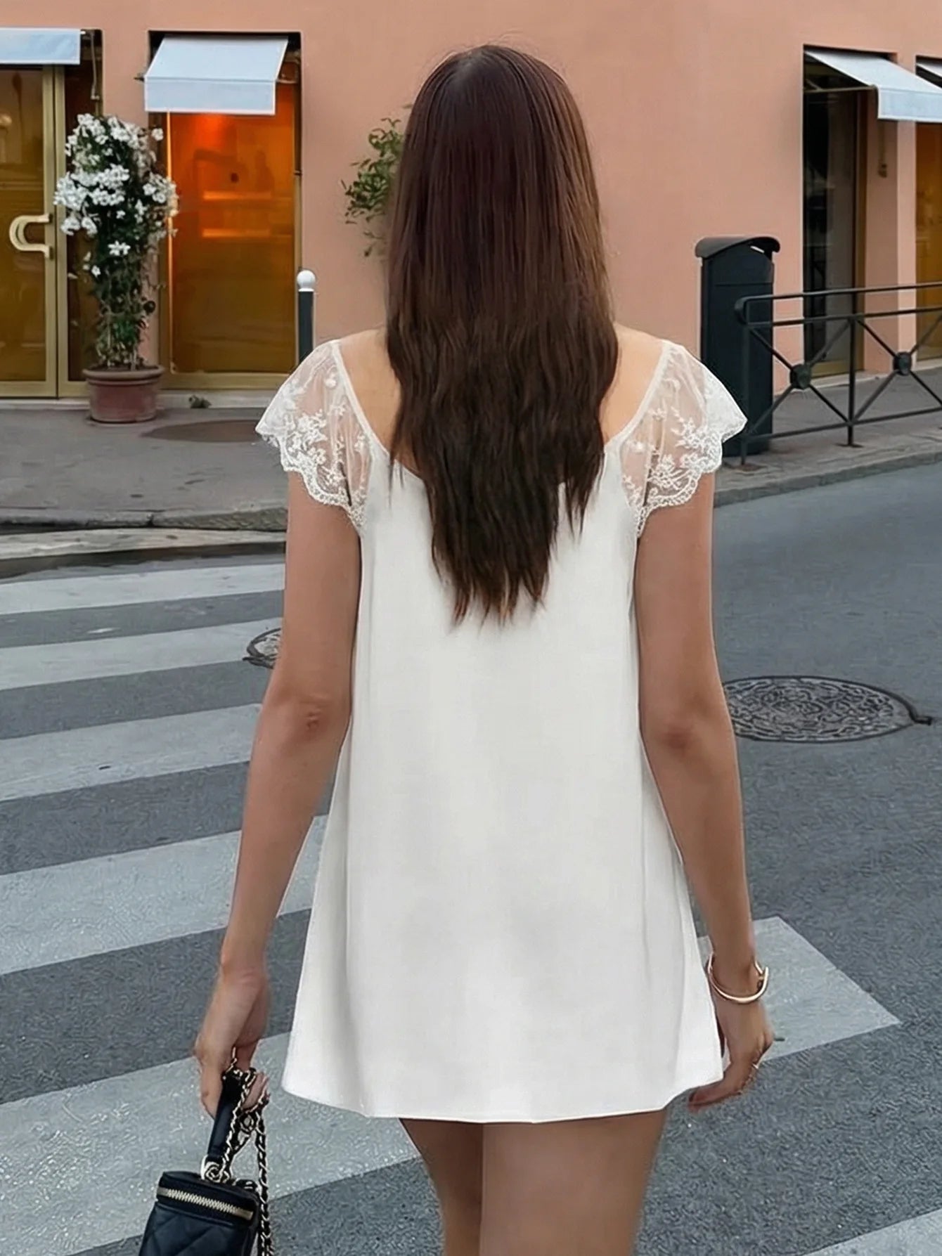 LIZAKOSHT  -  Fashion Casual Lace Patchwork Short Dresses Y2K Streetwear Summer Women Sleeveless Short Mini Vacation Dress White Black