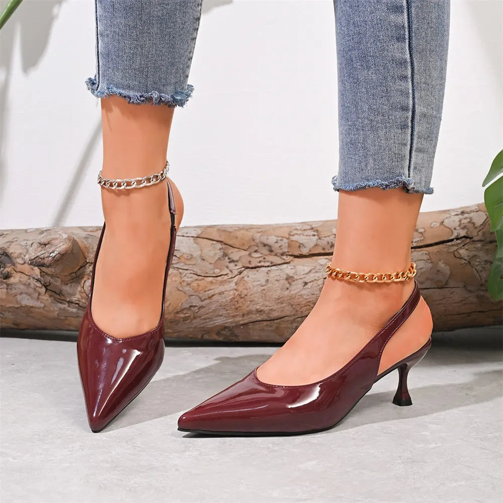 LIZAKOSHT  -  Big Size 43 Elegant Burgundy Pointy Toe Two-Piece Pumps Summer Bow-knot 6cm Kitten Heels Black Office Lady Shoes Women