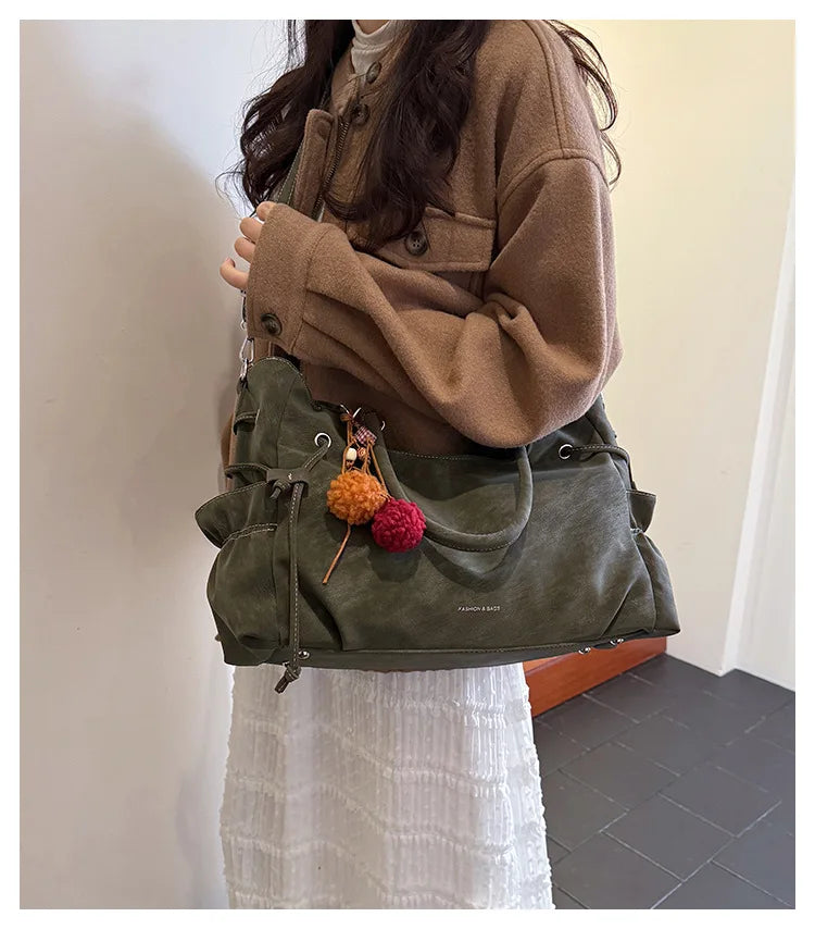 LIZAKOSHT  -  Simple Fashion Suede Crossbody Bag Women Large Capacity Shoulder Bag for Work Comfortable and Versatile Texture Commuting Bag