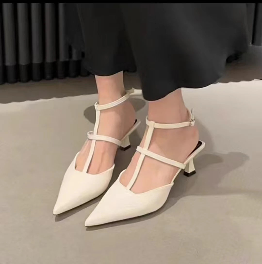 LIZAKOSHT  -  New Women Close Toe Sandals,Sexy Summer High Heels Shoes,Ankle Strap,Mid Hollow Out,34-39,Red,Black,White,Dropship