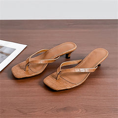 LIZAKOSHT  -  Summer Fashion Square Clip Toe Thin Low Heels Women Slippers Elegant Flip Flops Ladies Shoes Outdoor Casual Sandals