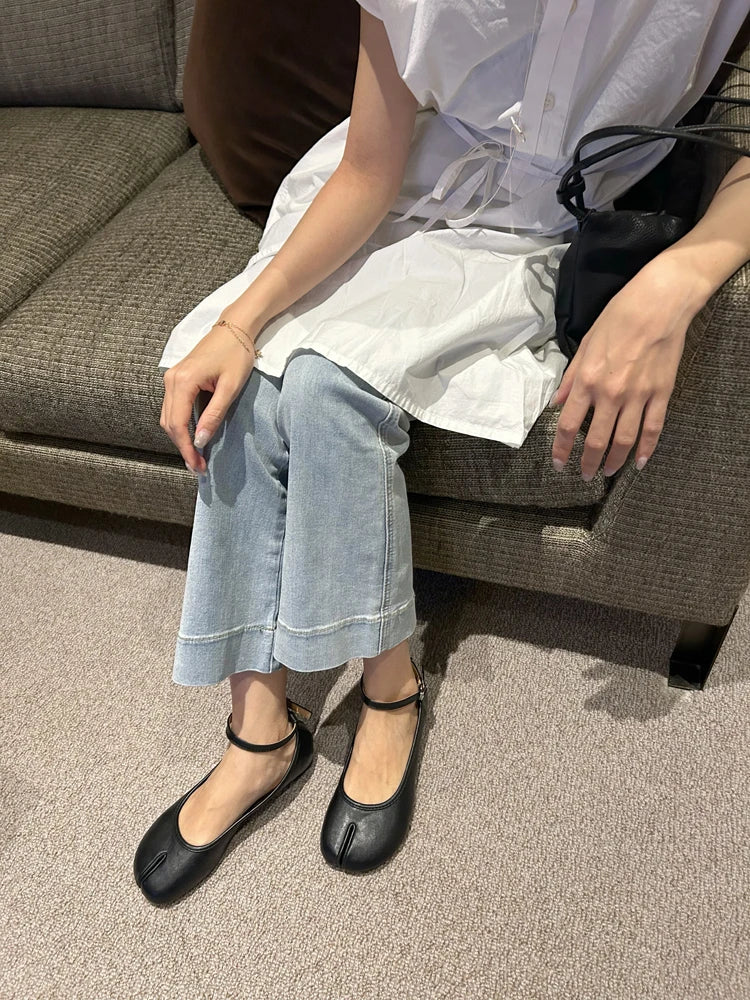 LIZAKOSHT  -  Fashion Split Toe Women Flat Mary Jane Shoes Casual Tabi Ninja Ballet Ladies Slip On Loafer Soft Ballerina Comfort Moccasin