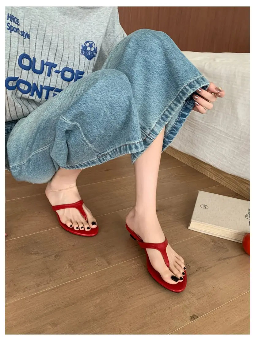 LIZAKOSHT  -  Fashion Clip Toe Toe Flip Flops Flat Wedge Heel Slippers Women Casual Narrow Band Slides Brand Sandal Beach Flip Flops Sandalias