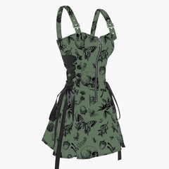LIZAKOSHT  -  Women Printed Sleeveless Mini Dress Galaxy Lace Up Half Zipper Adjustable Buckle Strap Sexy Robe For Female Short Dresses