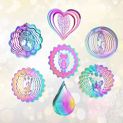 Gradient Color Wind Spinner Catcher Stainless Steel 3D Flowing Light Effect Wind Chimes Parts Outdoor Garden Yard Hanging Decor