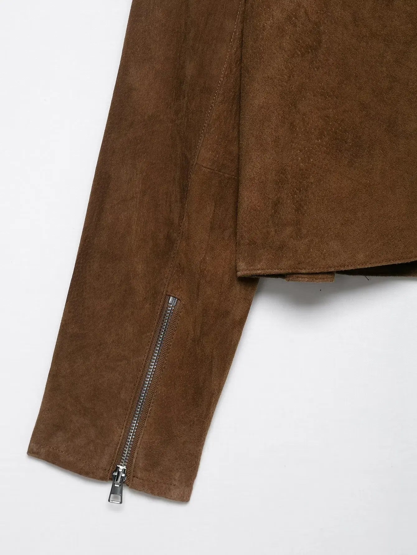 LIZAKOSHT  -  Fashion Suede Short Jackets Women Vintage Lapel Zippers Long Sleeve Pocket Jacket Coat 2025 New Autumn Winter Casual Streetwear