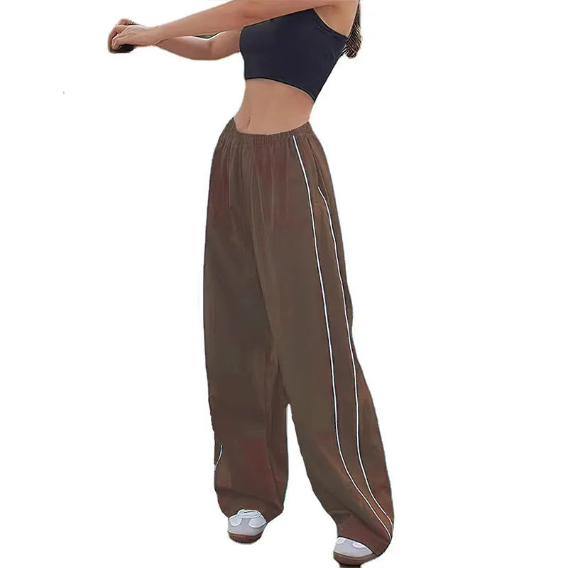 LIZAKOSHT  -  Fashion Vintage Baggy Cargo Pants for Women Y2K Drawstring Elastic Low Waist Parachute Pants Sweatpants Loose Hippie Pant