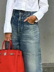 LIZAKOSHT  -  New Spring Summer Female Wide Leg Pants Distressed Jeans High Waist Loose Casual Office Trousers Bottoms For Women