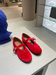 LIZAKOSHT  -  New Red Velvet Buckle Strap Mary Janes Shoes Women Elegant Spring Autumn Flannel Flats Shoes Black Casual Ladies Shoes