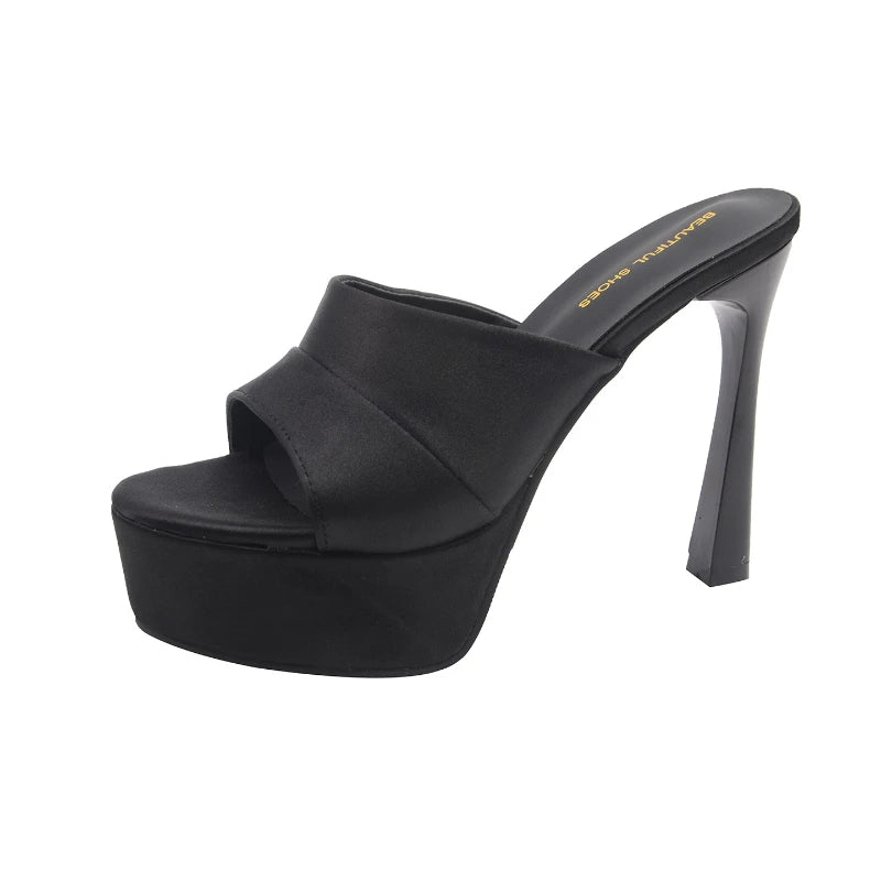 LIZAKOSHT  -  Nightclub Summer Platform Women Slippers Concise Open Toe Shoes Ladies Sexy Thick Heels Banquet Party Stripper Slides Shoes