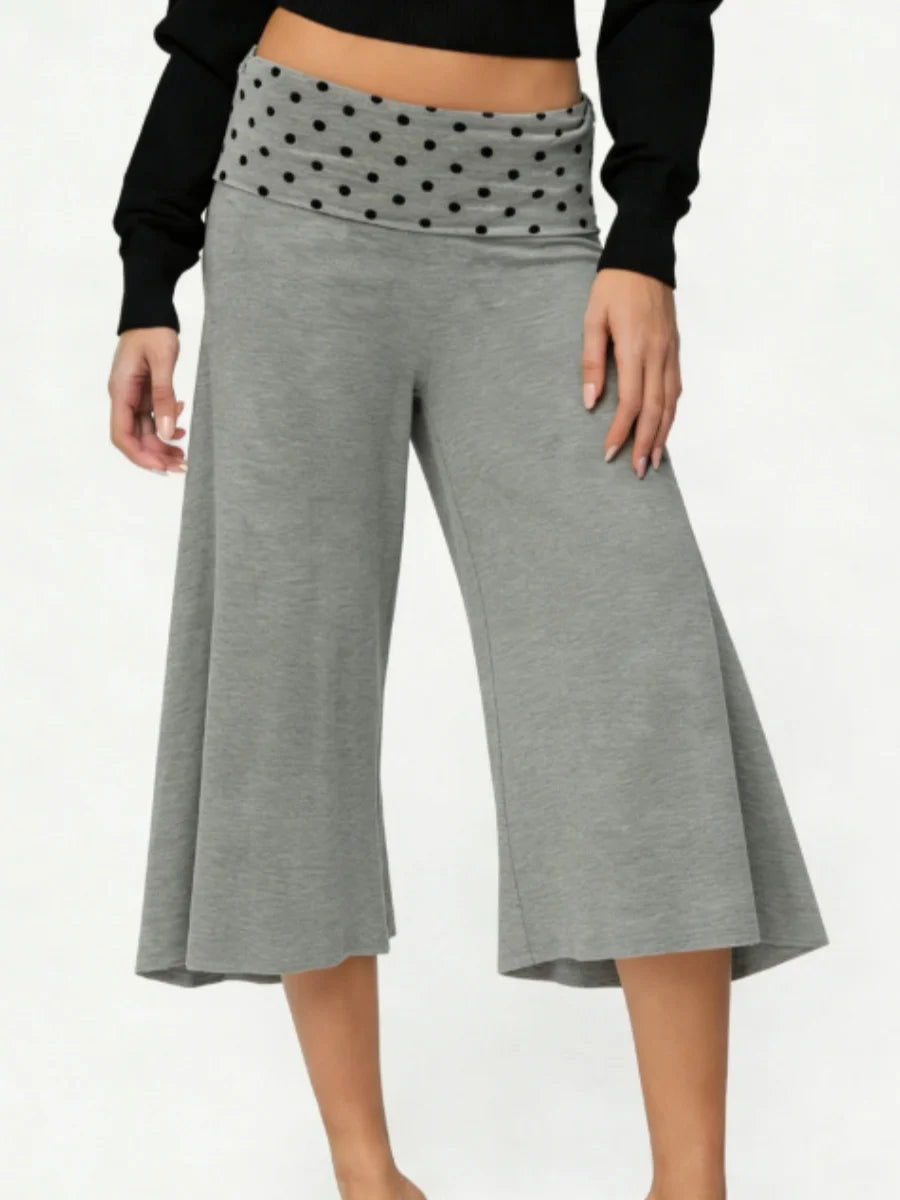LIZAKOSHT  -  Loose Stretchy Fold Over Capri Pants for Women Low Rise Wide Leg Yoga Capris Summer Cute Going Out Cropped Pants Streetwear