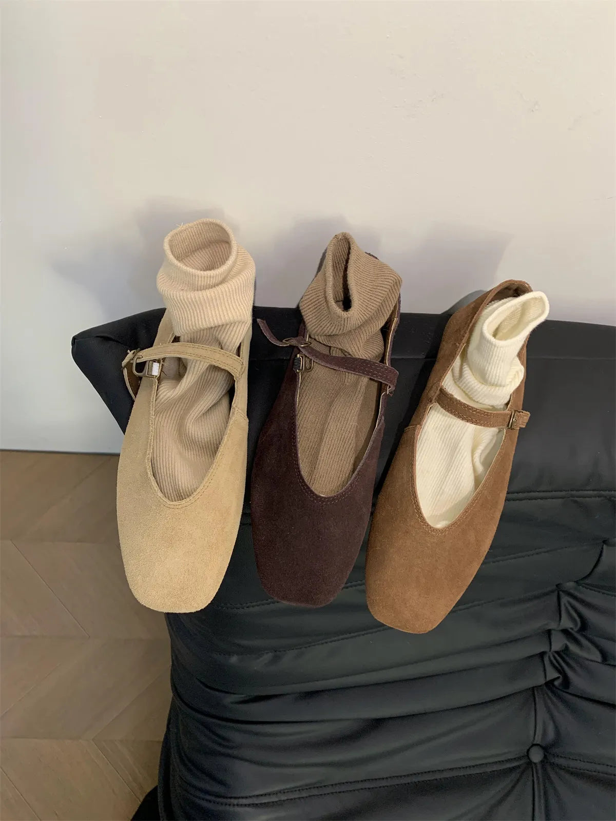 LIZAKOSHT  -  New Brand Women Flats Ladies Casual Ballet Shoes Round Toe Shallow Slip On Soft Leather Eelgant Dress Shoes Mujer