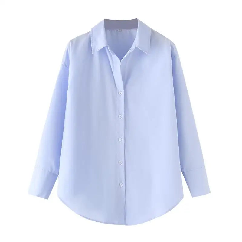 LIZAKOSHT  -  Tops Shirts Spring Women's 2025 New Chic Striped Elegant Loose V-neck Women's Shirts Street Casual Fashion Youth Office Blouses