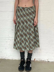 LIZAKOSHT Gingham Printed Vintage Women Skirt Pleated Midi New Autumn Winter Skirt Falda Mujer England Style Plaid Skirt