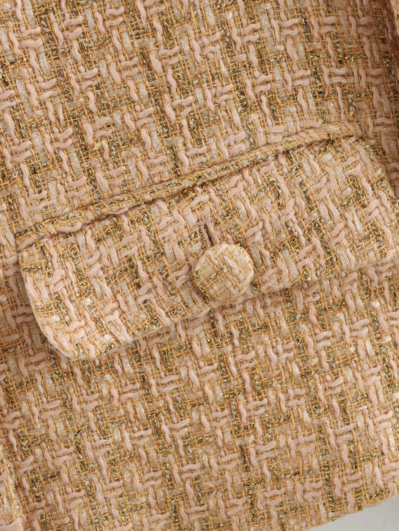 LIZAKOSHT  -  Vintage Women Elegant Tweed Golden Jacket Fashion Ladies Slim Single Breasted Jackets for Party Female Chic Outfits Cute