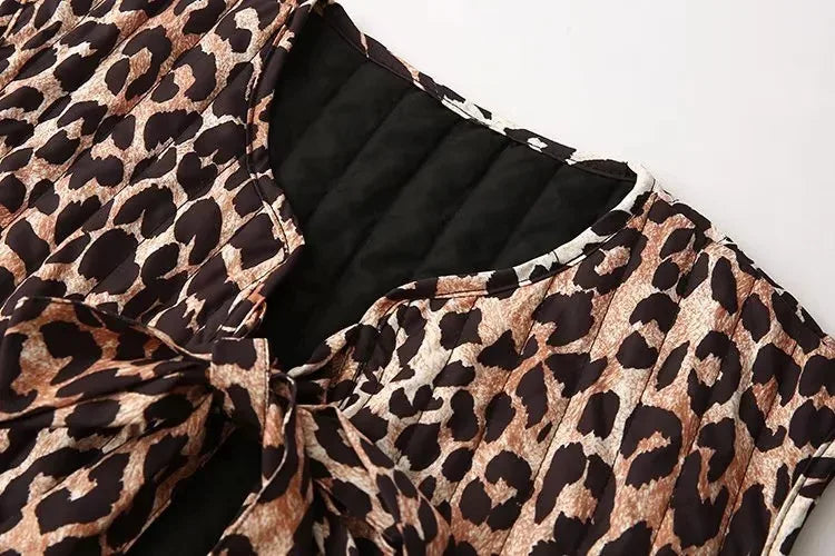 LIZAKOSHT  -  Women's Autumn Spring Top Coat Vest Leopard Print Tie Comfortable Casual Design Fashion Advanced Soft Niche Versatile Skinny