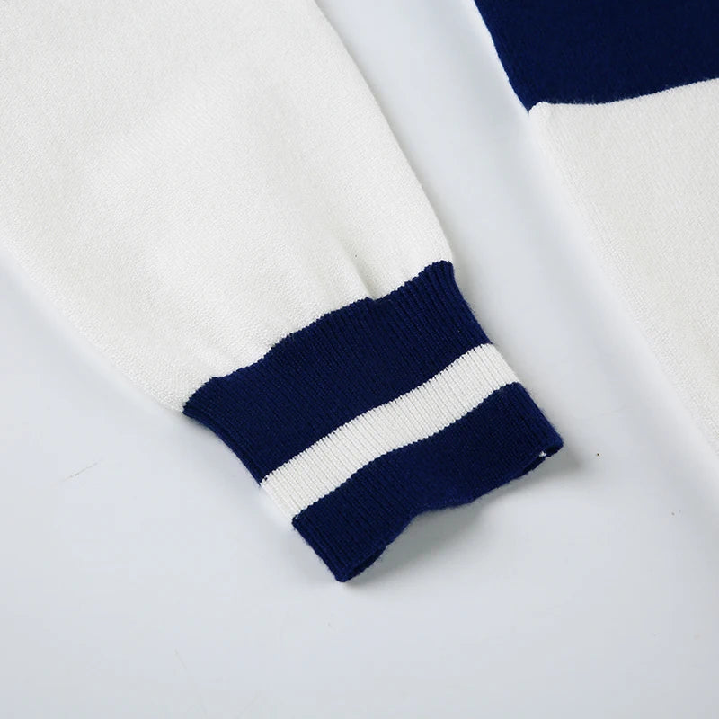 LIZAKOSHT  -  Preppy Style Flag Printed Knitted Pullovers Casual O-Neck Long Sleeve Sweater Women Autumn Winter Fashion Streetwear